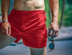 &SONS Bottoms & Shorts-Newman Swim Shorts Vintage Red