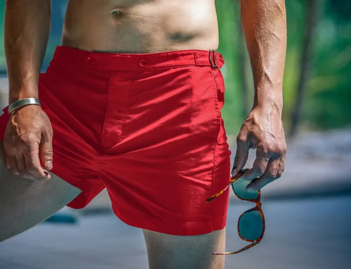 &SONS Bottoms & Shorts-Newman Swim Shorts Vintage Red