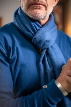 &SONS Knitwear-Outlaw Scarf Denim Blue