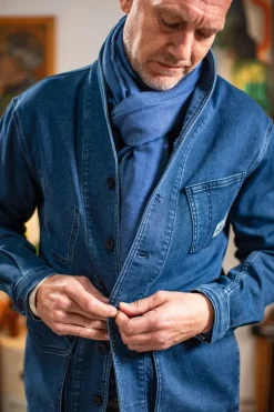 &SONS Knitwear-Outlaw Scarf Denim Blue