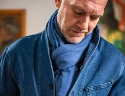 &SONS Knitwear-Outlaw Scarf Denim Blue