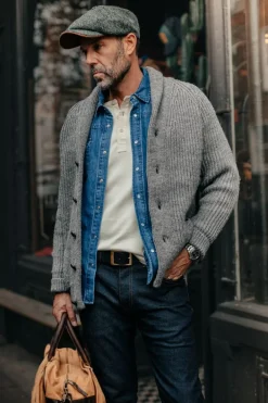 &SONS Jackets & Coats-Pioneer British Wool Cardigan Grey