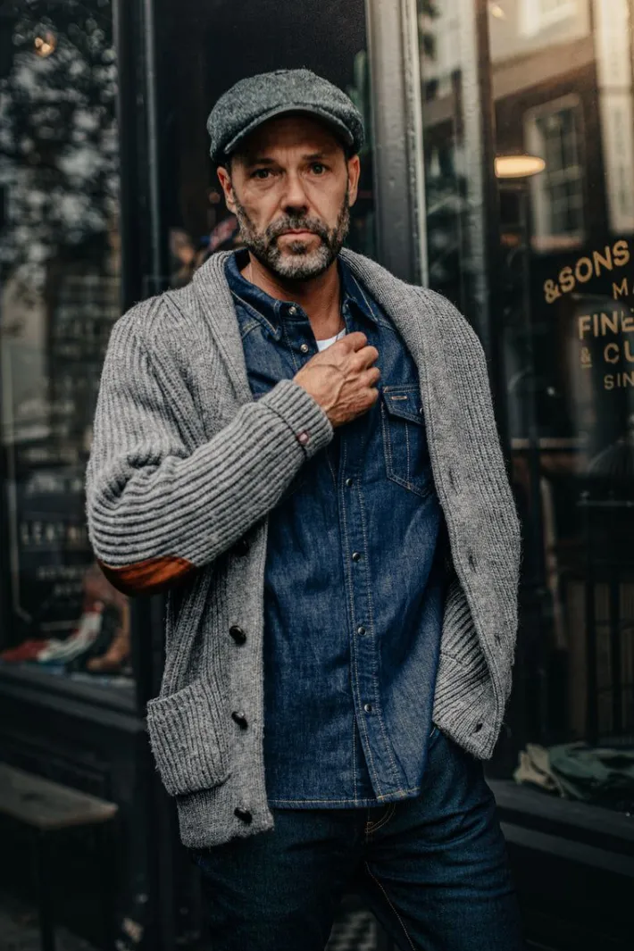 &SONS Jackets & Coats-Pioneer British Wool Cardigan Grey