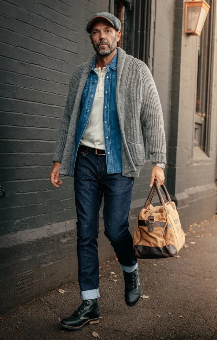 &SONS Jackets & Coats-Pioneer British Wool Cardigan Grey