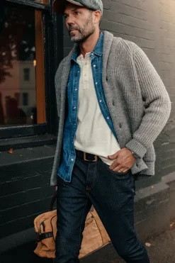 &SONS Jackets & Coats-Pioneer British Wool Cardigan Grey