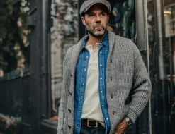 &SONS Jackets & Coats-Pioneer British Wool Cardigan Grey