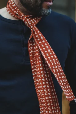 &SONS Scarves-Rust Dot Japanese Scarf