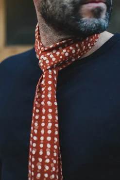 &SONS Scarves-Rust Dot Japanese Scarf