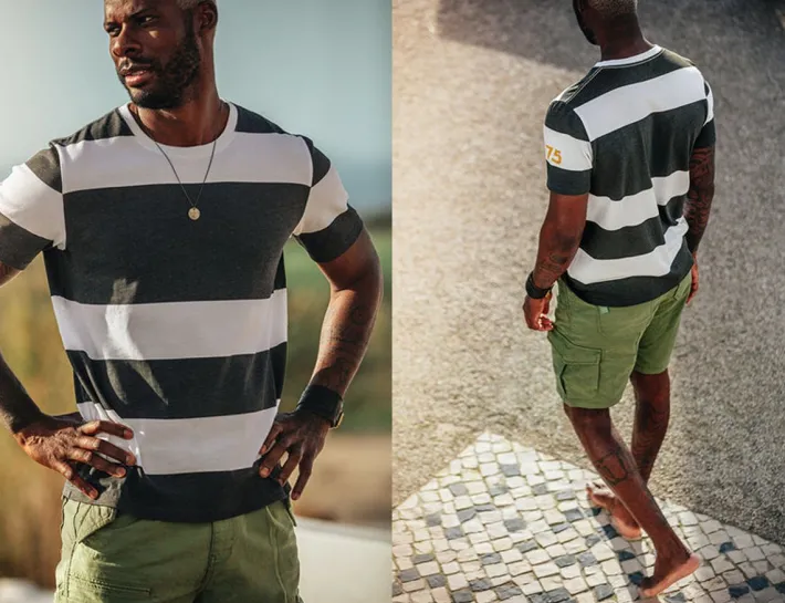 &SONS Tops-75 T-Shirt Black Stripe