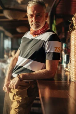 &SONS Tops-75 T-Shirt Black Stripe