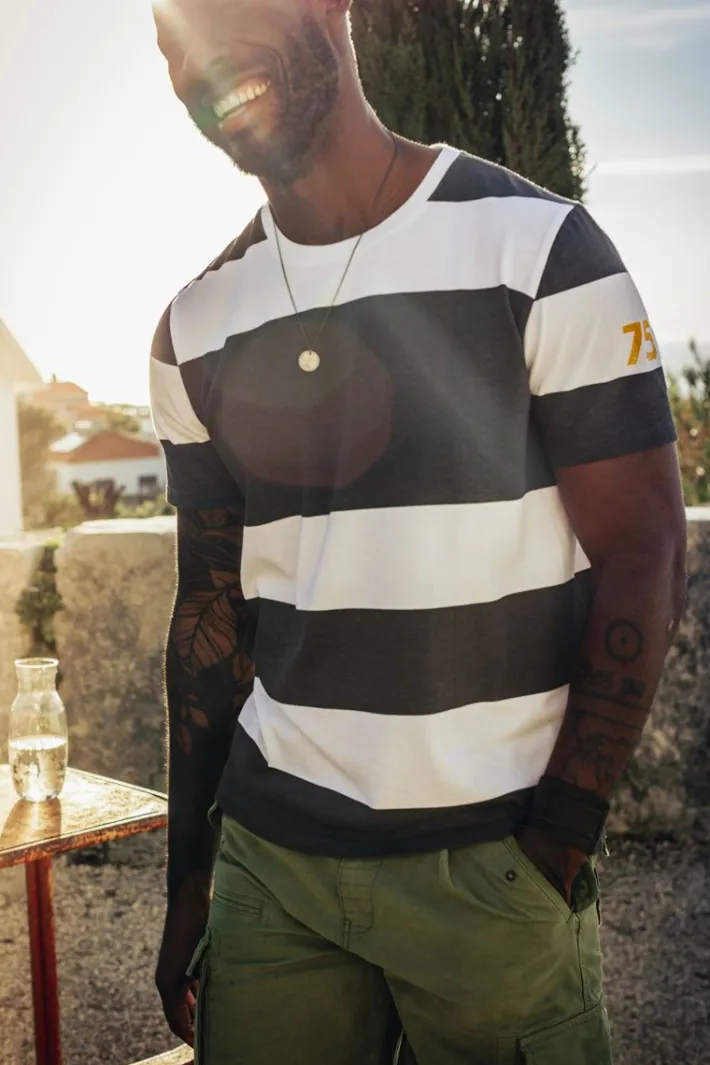 &SONS Tops-75 T-Shirt Black Stripe