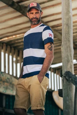 &SONS Tops-75 T-Shirt Indigo Stripe