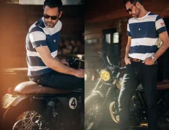 &SONS Tops-75 T-Shirt Indigo Stripe