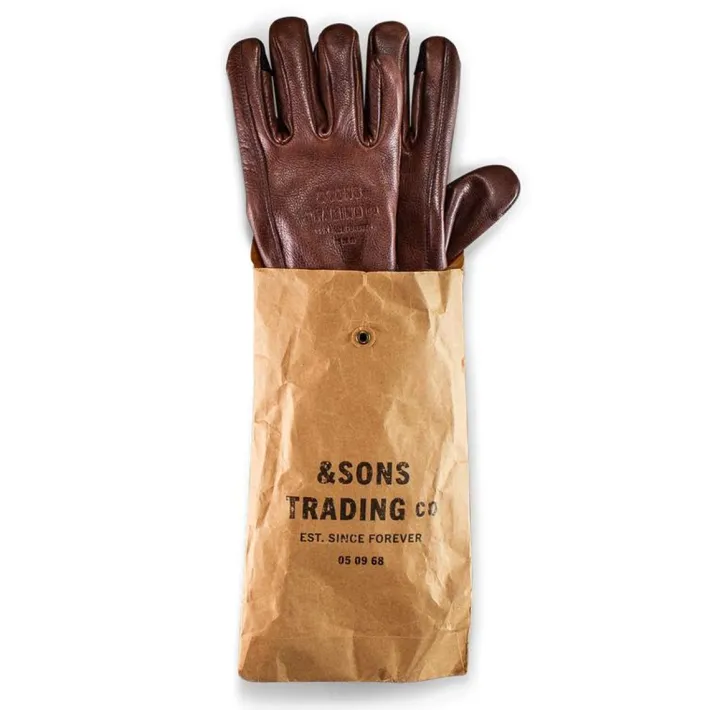 &SONS Leather Goods-Adventure Gloves Oxblood Brown