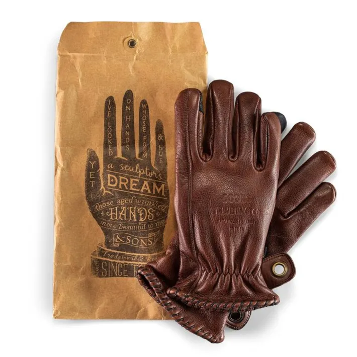 &SONS Leather Goods-Adventure Gloves Oxblood Brown