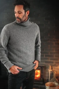 &SONS Jackets & Coats-Ahab Submariner Rollneck Jumper Grey