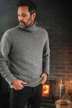 &SONS Jackets & Coats-Ahab Submariner Rollneck Jumper Grey