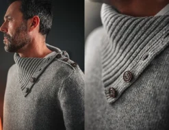 &SONS Jackets & Coats-Ahab Submariner Rollneck Jumper Grey