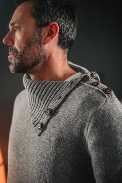 &SONS Jackets & Coats-Ahab Submariner Rollneck Jumper Grey