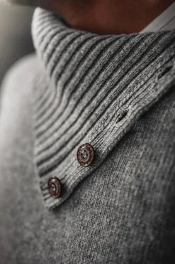 &SONS Jackets & Coats-Ahab Submariner Rollneck Jumper Grey