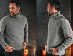 &SONS Jackets & Coats-Ahab Submariner Rollneck Jumper Grey