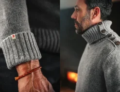 &SONS Jackets & Coats-Ahab Submariner Rollneck Jumper Grey