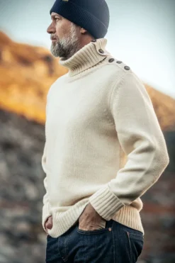 &SONS Jackets & Coats-Ahab Submariner Rollneck Jumper Ecru