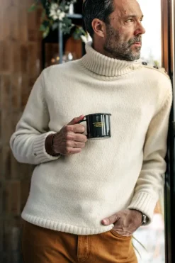 &SONS Jackets & Coats-Ahab Submariner Rollneck Jumper Ecru