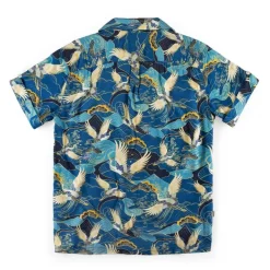 &SONS Tops-Aloha Crane Club Shirt Blue