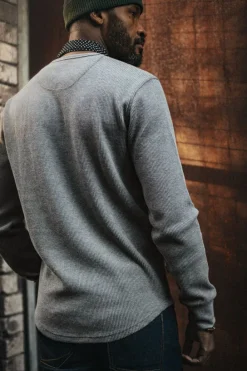 &SONS Tops-Base Waffle Crew Neck Grey Marl