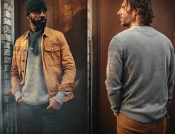 &SONS Tops-Base Waffle Crew Neck Grey Marl