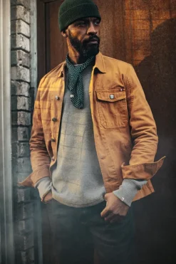 &SONS Tops-Base Waffle Crew Neck Grey Marl