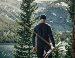 &SONS Tops-Base Waffle Crew Neck Navy