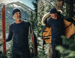 &SONS Tops-Base Waffle Crew Neck Navy