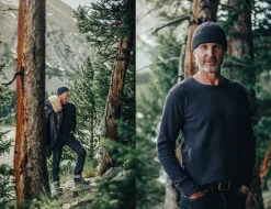 &SONS Tops-Base Waffle Crew Neck Navy