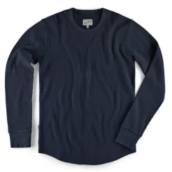 &SONS Tops-Base Waffle Crew Neck Navy
