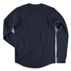 &SONS Tops-Base Waffle Crew Neck Navy