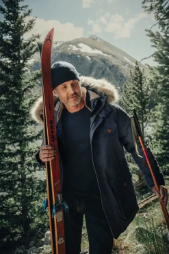 &SONS Tops-Base Waffle Crew Neck Navy