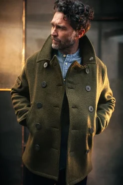 &SONS Jackets & Coats-Boardwalk Peacoat Army Green