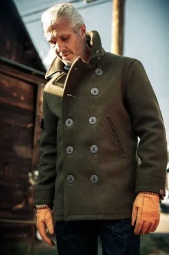 &SONS Jackets & Coats-Boardwalk Peacoat Army Green