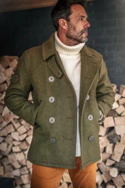 &SONS Jackets & Coats-Boardwalk Peacoat Army Green