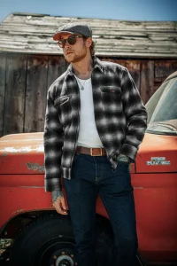 &SONS Jackets & Coats-Cab Coat Grey Check