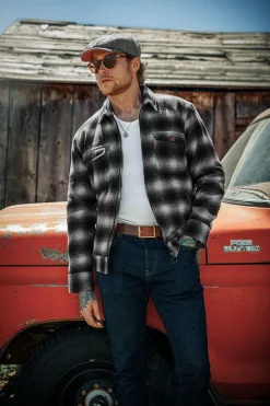 &SONS Jackets & Coats-Cab Coat Grey Check