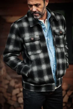 &SONS Jackets & Coats-Cab Coat Grey Check