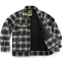 &SONS Jackets & Coats-Cab Coat Grey Check