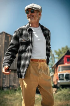 &SONS Jackets & Coats-Cab Coat Grey Check