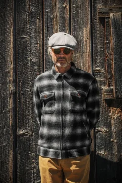 &SONS Jackets & Coats-Cab Coat Grey Check