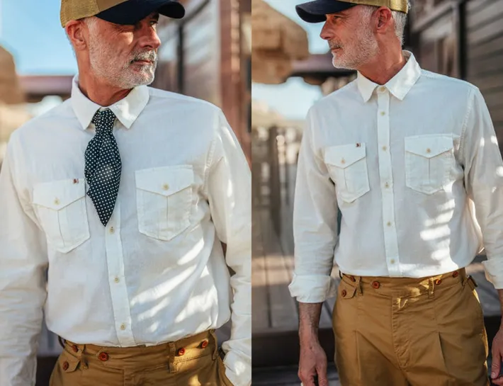 &SONS Tops-Coast Long Sleeve Shirt Off-White