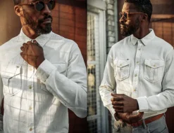 &SONS Tops-Coast Long Sleeve Shirt Off-White