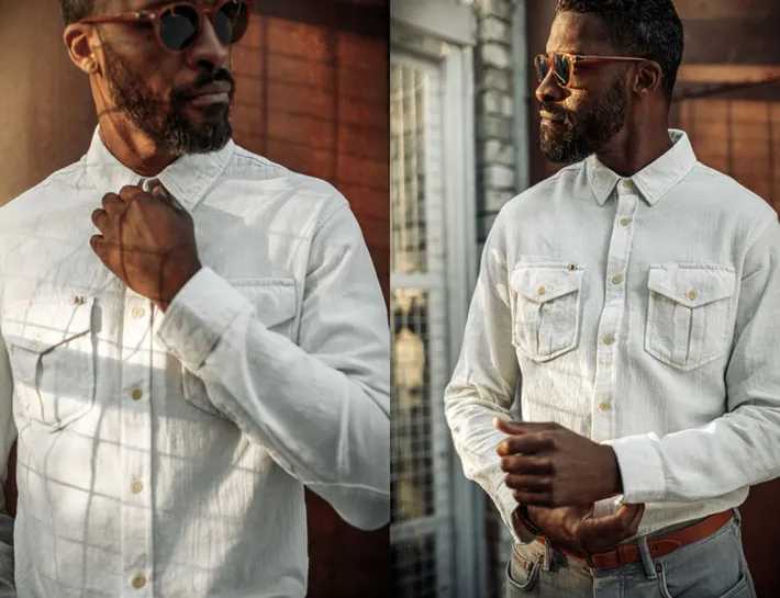 &SONS Tops-Coast Long Sleeve Shirt Off-White